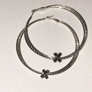 CRISS CROSS (BLACK) I AM CHARMED HOOP EARRINGS